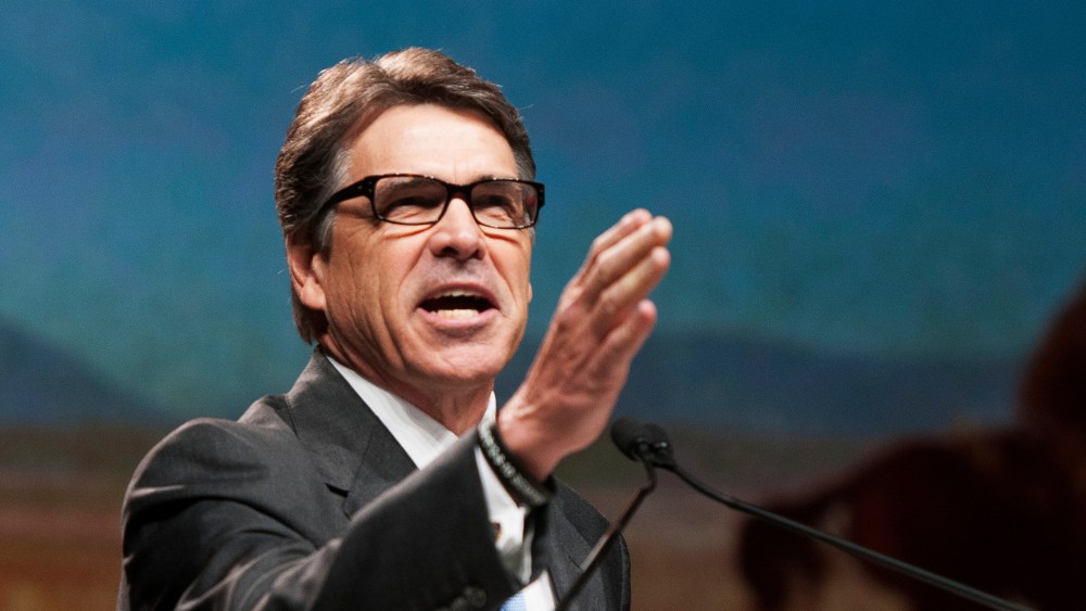 Gov. Rick Perry gives a speech during the Texas GOP Convention in Fort Worth, Texas on Thursday, June, 5, 2014.