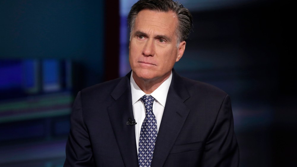 Mitt Romney is interviewed by Neil Cavuto during his "Cavuto Coast to Coast" program on the Fox Business Network, in New York, March 4, 2016. (Photo by Richard Drew/AP)