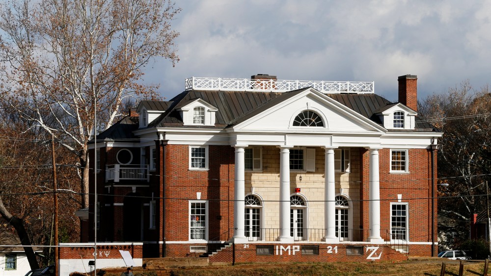 The Phi Kappa Psi fraternity house at the University of Virginia in Charlottesville, Va., Nov. 24, 2014. (Photo by Steve Helber/AP)