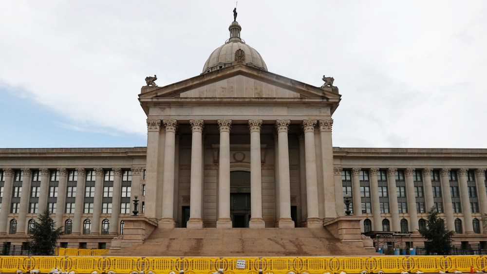 The south steps of the state Capitol are seen in Oklahoma City, April 7, 2014.