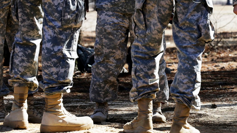 Troops stand at Fort Bragg, North Carolina, Feb. 18, 2014.