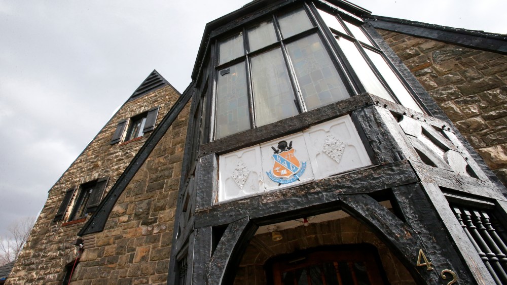 This is the front of the Penn State University Kappa Delta Rho fraternity house in State College, Pa. on Mar. 17, 2015. (Photo by Gene J. Puskar/AP)