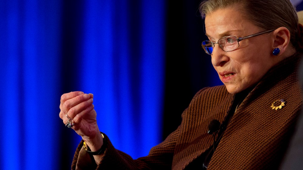 Supreme Court Justice Ruth Bader Ginsburg speaks in Reston, Va., Dec. 17, 2013.