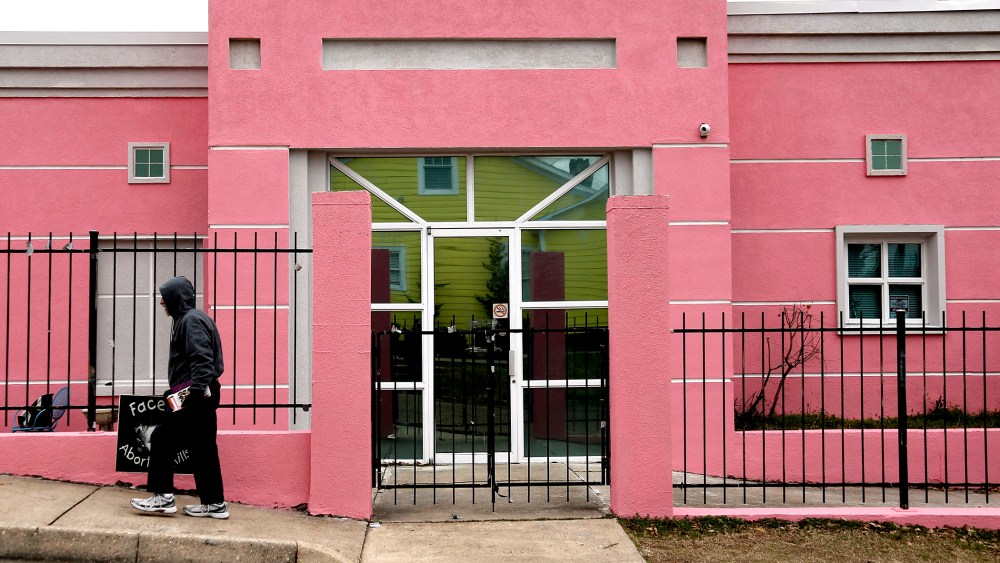 A anti-abortion protester outside the Jackson Women's Health Organization Inc., in Jackson, Miss., on Feb. 4, 2013.