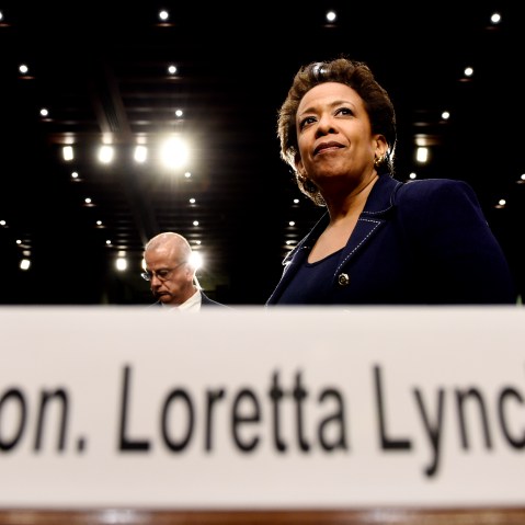 Attorney General nominee Loretta Lynch returns to Capitol Hill in Washington, Jan. 28, 2015, to testify after a short break of the Senate Judiciary Committee's hearing on her nomination. (Photo by Susan Walsh/AP)