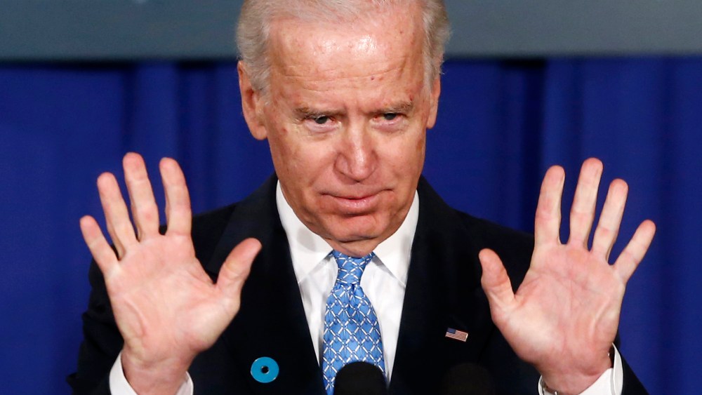 Vice President Joe Biden gestures  as he speaks about reducing domestic violence, Wednesday, March 13, 2013, at the Montgomery County Executive Office Building in Rockville, Md. (Photo by Charles Dharapak/AP Photo)
