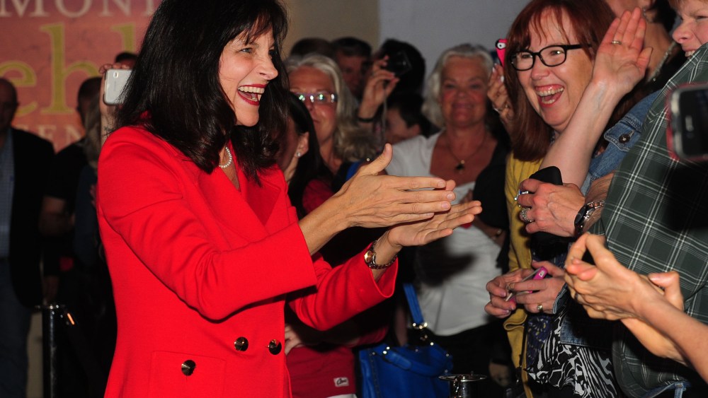 Dr. Monica Wehby greets supporters at the headquarters in Oregon City after winning the Oregon Republican Primary race for Senate, May 20, 2014.