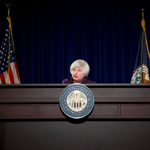 Federal Reserve Chair Janet Yellen speaks during a news conference following a Federal Open Market Committee meeting in Washington, June 17, 2015. (Photo by Manuel Balce Ceneta/AP)