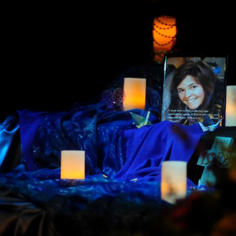A memorial for Kayla Mueller in the Yavapai College Performance Hall, March 7, 2015 in Prescott, Ariz. (Photo by Les Stukenberg/The Daily Courier/AP)