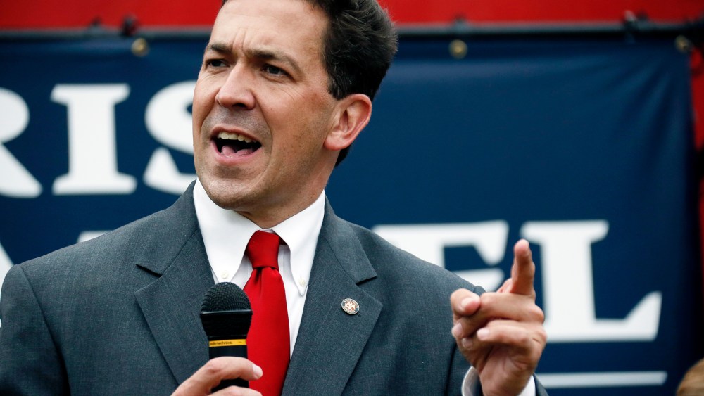 State Sen. Chris McDaniel speaks at a rally in Madison, Miss., June 19, 2014.