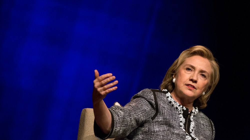 Hillary Rodham Clinton pauses while speaking at an event to discuss her new book in Washington, D.C., June 13, 2014.