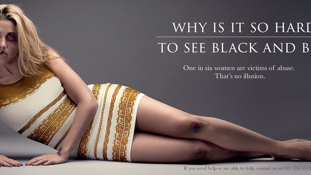 South African Salvation Army 'That Dress' domestic violence campaign, March 6, 2015. (Salvation Army/Rex Features via AP)