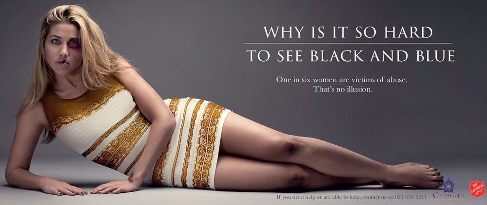 South African Salvation Army 'That Dress' domestic violence campaign, March 6, 2015. (Salvation Army/Rex Features via AP)