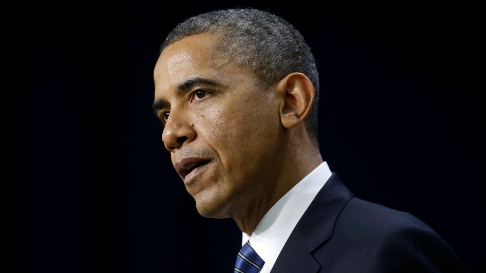 President Obama gestures as he speaks in the Eisenhower Executive Office Building, on the White House campus in Washington on Wednesday, Nov. 28, 2012. (AP Photo/Pablo Martinez Monsivais)