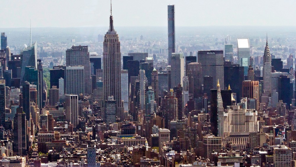 A view from One World Observatory shows The Empire State building and parts of Manhattan after a ribbon-cutting ceremony on May 29, 2015, in N.Y. (Photo by Bebeto Matthews/AP)