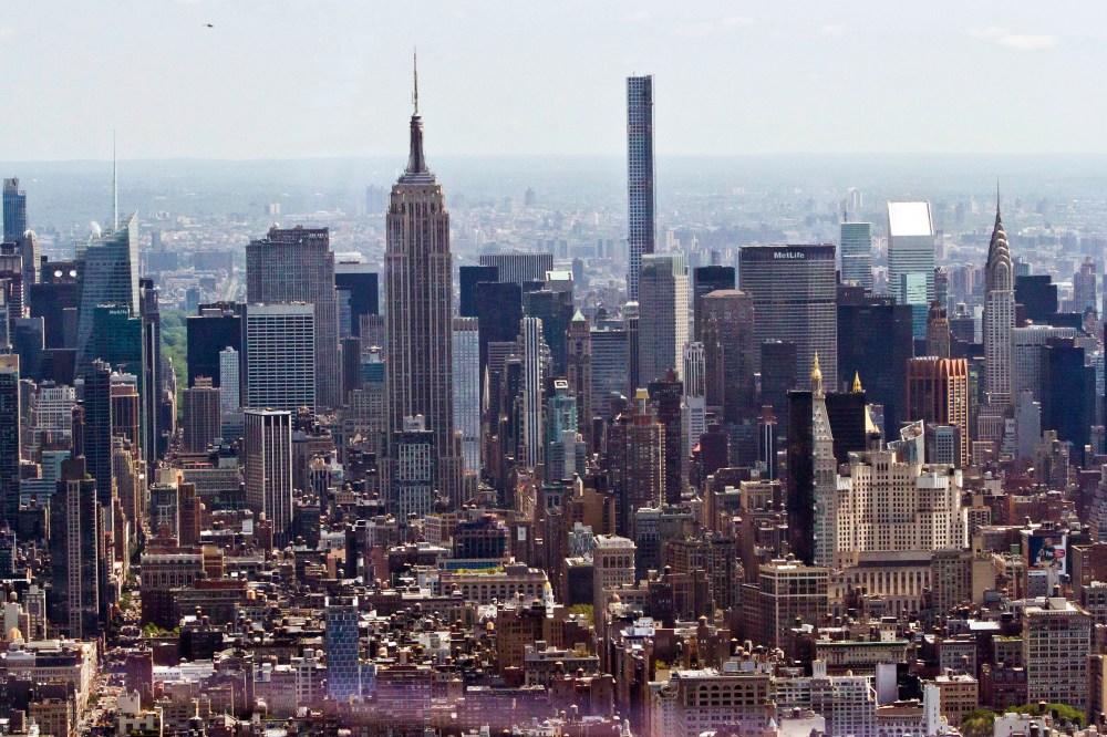 A view from One World Observatory shows The Empire State building and parts of Manhattan after a ribbon-cutting ceremony on May 29, 2015, in N.Y. (Photo by Bebeto Matthews/AP)