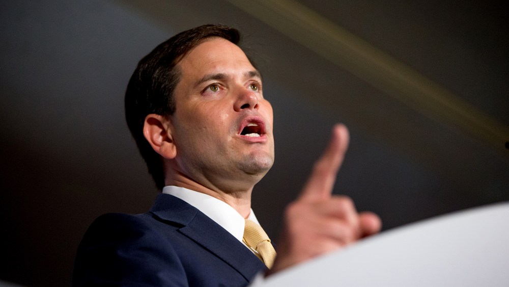 Republican presidential candidate Sen. Marco Rubio, R-Fla. speaks during the Road to Majority 2015 convention at the Omni Shoreham Hotel in Washington, June 18, 2015. (Photo by Andrew Harnik/AP)