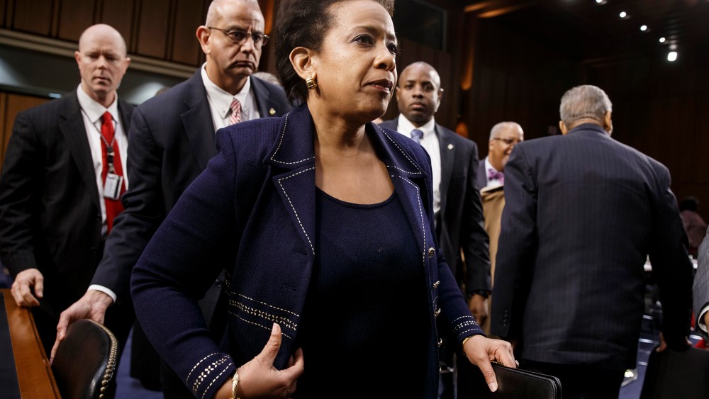 Attorney General nominee Loretta Lynch, President Barack Obama's choice to run the Justice Department, wraps up a full day of testimony before the Senate Judiciary Committee at her confirmation hearing, on Capitol Hill in Washington, on Jan. 28, 2015.