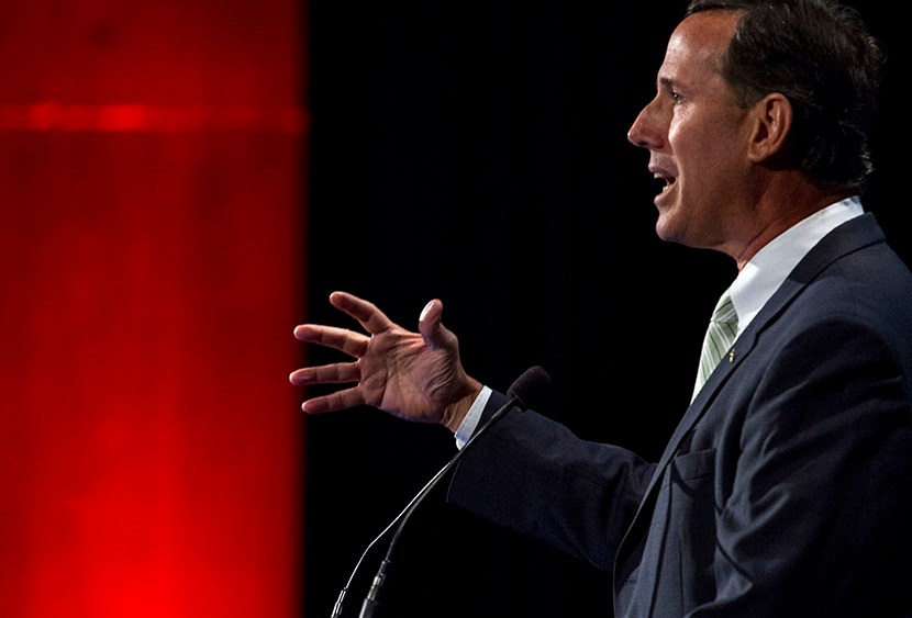 Former Sen. Rick Santorum speaks during the family leadership summit in Ames, Iowa Saturday Aug. 10, 2013. (Justin Hayworth/AP)