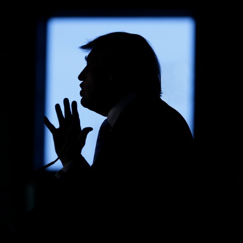 Republican presidential candidate Donald Trump speaks during a campaign rally on Dec. 5, 2015, in Davenport, Iowa. (Photo by Charlie Neibergall/AP)