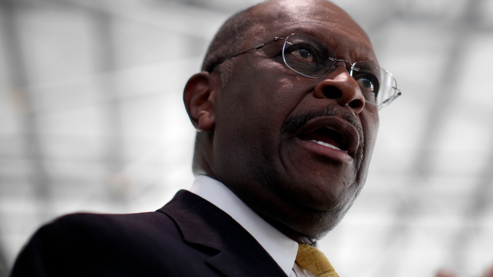 Former Republican presidential candidate Herman Cain speaks on Jan. 30, 2012, in Tampa, Fla. (Photo by Matt Rourke/AP)