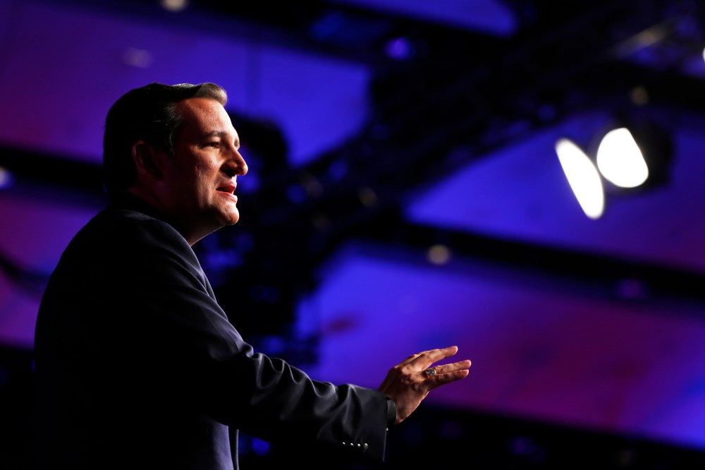 Republican presidential candidate Sen. Ted Cruz speaks at a "Rally for Religious Liberty" on Aug. 21, 2015, in Des Moines, Iowa. (Photo by Paul Sancya/AP)