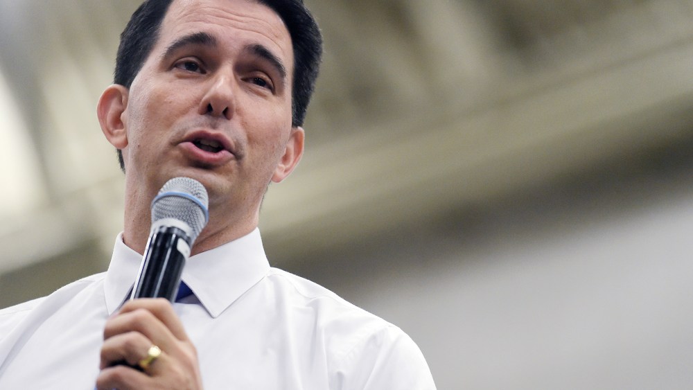 Republican presidential candidate, Wisconsin Gov. Scott Walker speaks during the Faith and Freedom BBQ on Aug. 24, 2015, in Anderson, S.C. (Photo by Rainier Ehrhardt/AP)