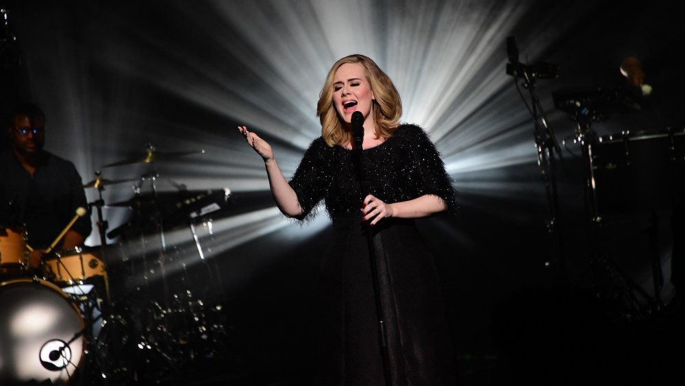 Adele performs at the 17th NRJ Music Awards ceremony in Cannes, France on Nov. 7, 2015. (Photo by Ghnassia/NMA2016/SIPA/AP)