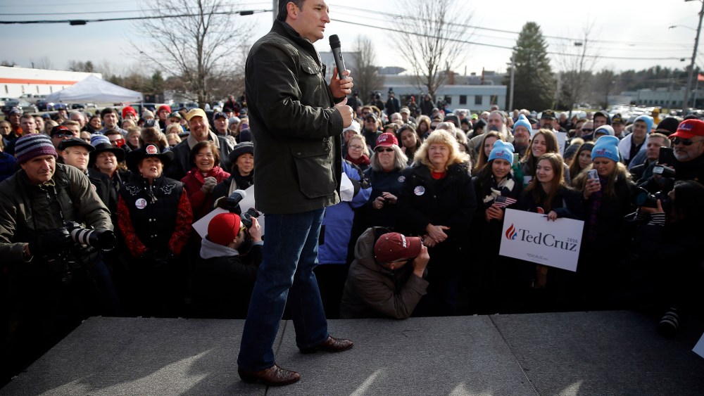 Republican presidential candidate Sen. Ted Cruz, R-Texas speaks on Jan. 12, 2016, during a campaign stop at Granite State Indoor Range in Hudson, N.H. (Photo by Matt Rourke/AP)