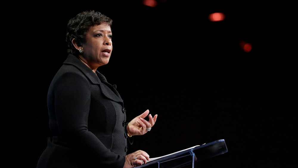 U.S. Attorney General Loretta Lynch delivers remarks during a keynote address to the RSA Conference on March 1, 2016, in San Francisco. (Photo by Eric Risberg/AP)