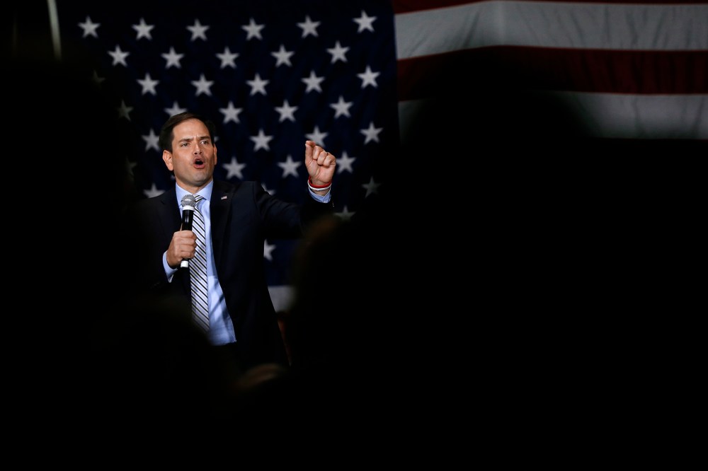 Republican presidential candidate, Sen. Marco Rubio, R-Fla., speaks at a campaign rally in Boise, Idaho, March 6, 2016. (Photo by Paul Sancya/AP)