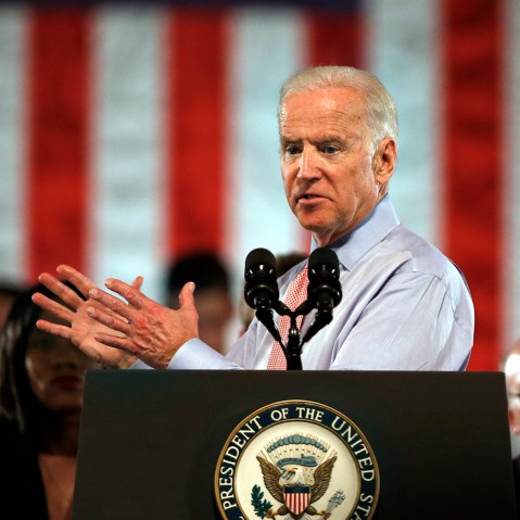 Vice President Joe Biden speaks at a rape-awareness event at the University of Colorado, in Boulder, Colo., April 8, 2016. (Photo by Brennan Linsley/AP)