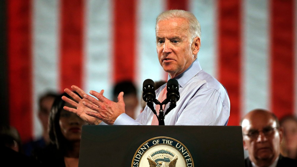 Vice President Joe Biden speaks at a rape-awareness event at the University of Colorado, in Boulder, Colo., April 8, 2016. (Photo by Brennan Linsley/AP)