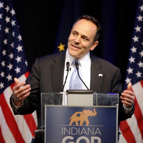 Kentucky Gov. Matt Bevin speaks during the Indiana Republican Party Spring Dinner, April 21, 2016, in Indianapolis. (Photo by Darron Cummings/AP)