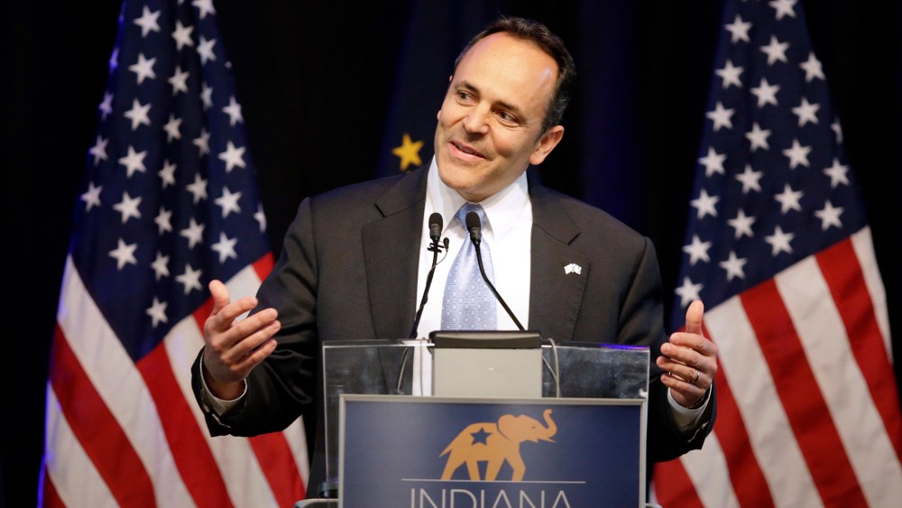 Kentucky Gov. Matt Bevin speaks during the Indiana Republican Party Spring Dinner, April 21, 2016, in Indianapolis. (Photo by Darron Cummings/AP)