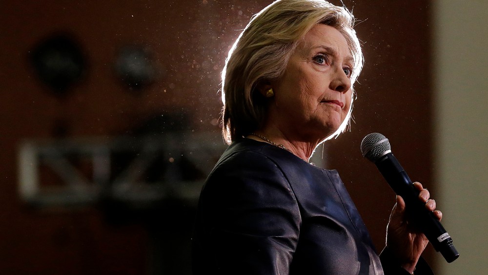 Democratic presidential candidate Hillary Clinton speaks at a rally at La Escuelita School in Oakland, Calif., May 6, 2016. (Photo by Jeff Chiu/AP)