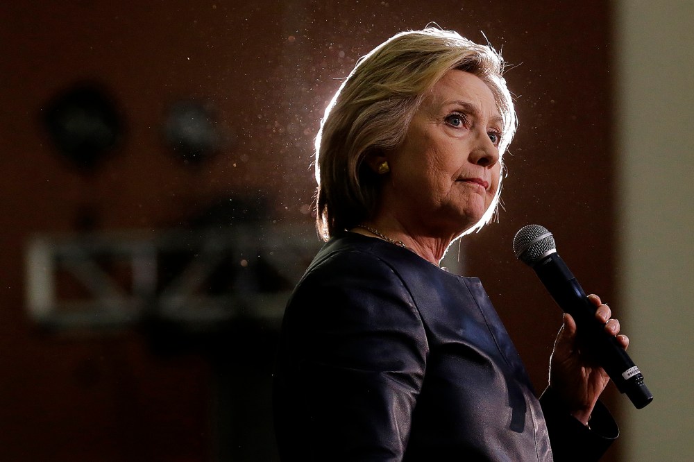 Democratic presidential candidate Hillary Clinton speaks at a rally at La Escuelita School in Oakland, Calif., May 6, 2016. (Photo by Jeff Chiu/AP)