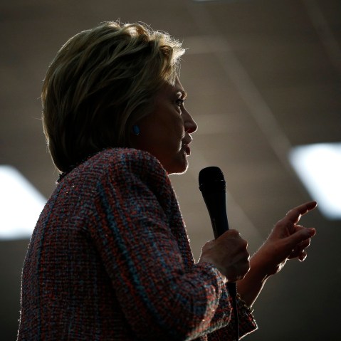 Democratic presidential candidate Hillary Clinton speaks at a United Food and Commercial Workers International Union hall, May 25, 2016, in Buena Park, Calif. (Photo by John Locher/AP)