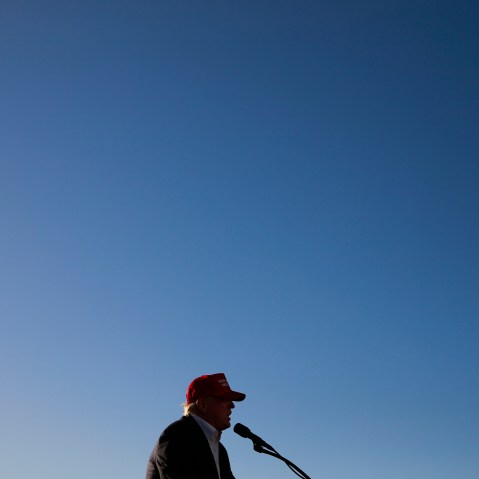 Republican presidential candidate Donald Trump speaks during a rally at the Sacramento International Jet Center, June 1, 2016, in Sacramento, Calif. (Photo by Jae C. Hong/AP)
