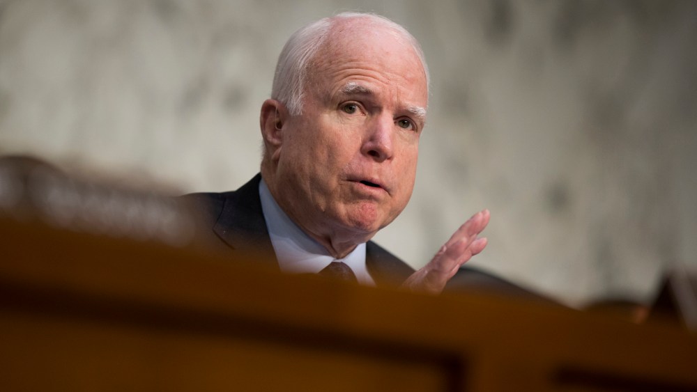 In this April 28, 2016 file photo, Sen. John McCain, R-Ariz. speaks on Capitol Hill in Washington, D.C. (Photo by Evan Vucci/AP)