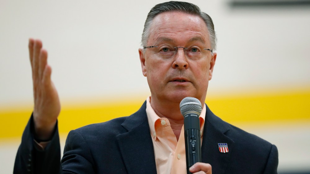 Rep. Rod Blum, R-Iowa, speaks during a town hall meeting, Thursday, May 11, 2017, in Marshalltown, Iowa.