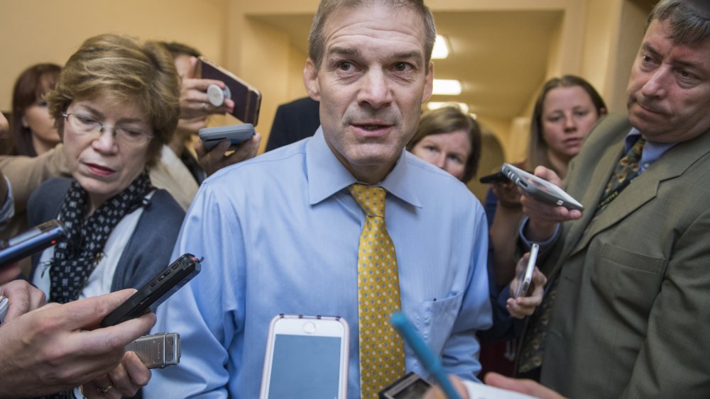 Rep. Jim Jordan, R-Ohio, talks with reporters after a meeting of the House Republican Conference in the Capitol on June 26, 2018.