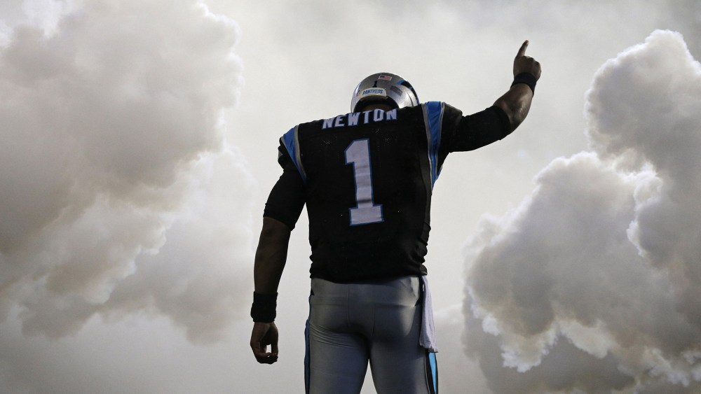 Carolina Panthers' Cam Newton (1) is introduced before an NFL football game against the Indianapolis Colts in Charlotte, N.C., Nov. 2, 2015. (Photo by Chuck Burton/AP)