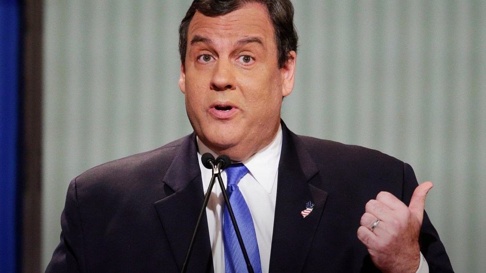 Republican presidential candidate, New Jersey Gov. Chris Christie speaks during the sixth Republican presidential debate at the North Charleston Coliseum, Jan. 14, 2016, in North Charleston, S.C. (Photo by Chuck Burton/AP)