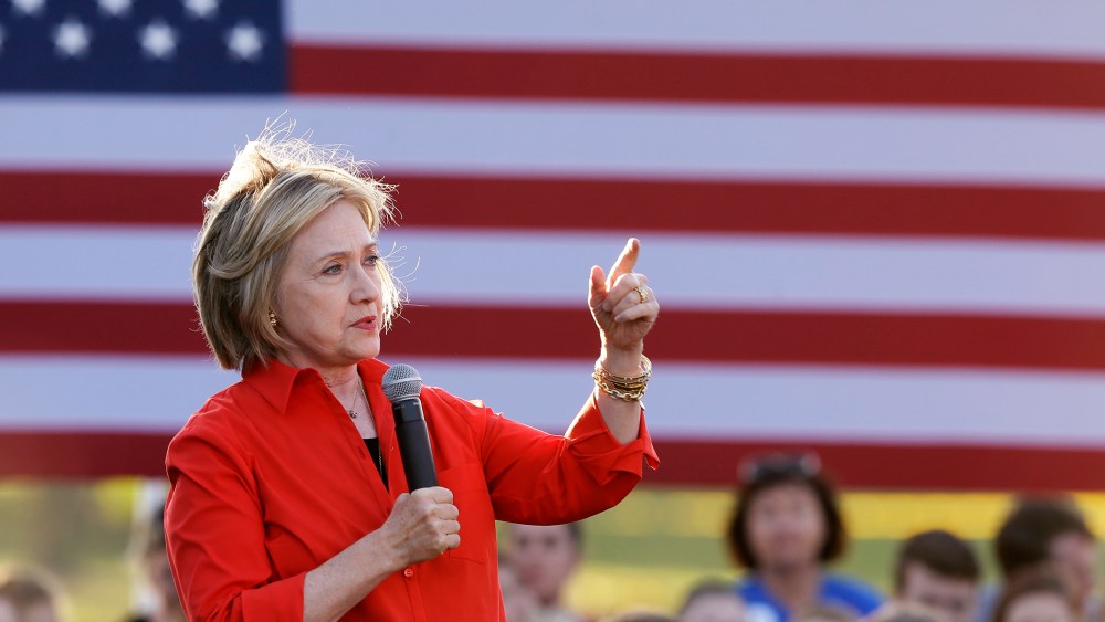 Democratic presidential candidate Hillary Rodham Clinton speaks during a town hall meeting, Nov. 3, 2015, in Coralville, Iowa. (Photo by Charlie Neibergall/AP)