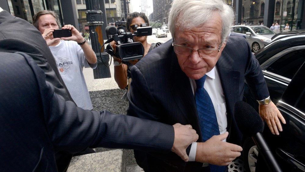 Former House Speaker Dennis Hastert arrives at the federal courthouse, June 9, 2015. (Photo by Paul Beaty/AP)