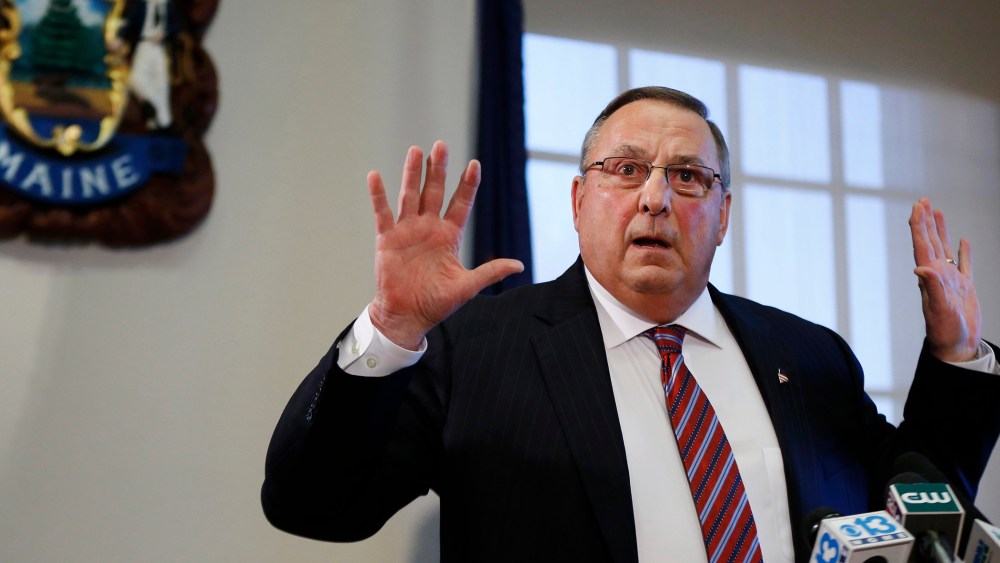 Gov. Paul LePage speaks at a news conference at the State House, Jan. 8, 2016, in Augusta, Maine. (Photo by Robert F. Bukaty/AP)