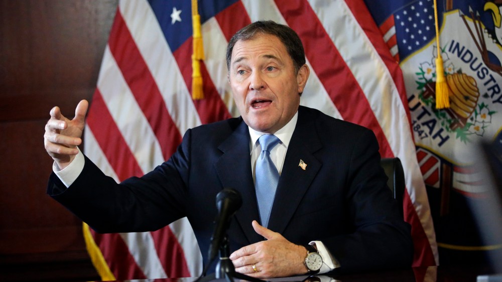 In this Thursday, Feb. 5, 2015 file photo, Utah Gov. Gary Herbert speaks during a news conference at the Utah State Capitol, in Salt Lake City. (Photo by Rick Bowmer/AP)