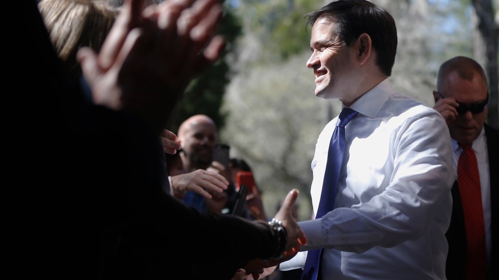 Republican presidential candidate, Sen. Marco Rubio, R-Fla. arrives for a campaign stop, Feb. 16, 2016, in Summerville, S.C. (Photo by Matt Rourke/AP)