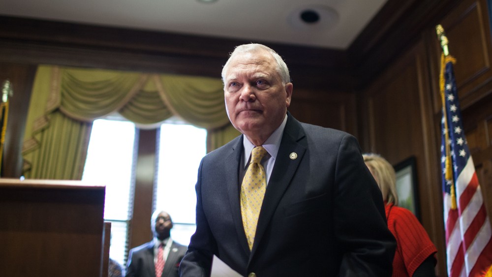 Georgia Gov. Nathan Deal leaves after a press conference, Nov. 5, 2014, in Atlanta. (Photo by Branden Camp/AP)